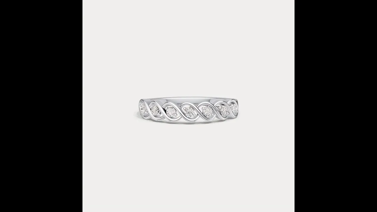 Round Lab-Grown Diamond Twist Band Ring in Sterling Silver