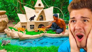 Er baut ein GEHEIMES POOL HAUS für Baby Katzen