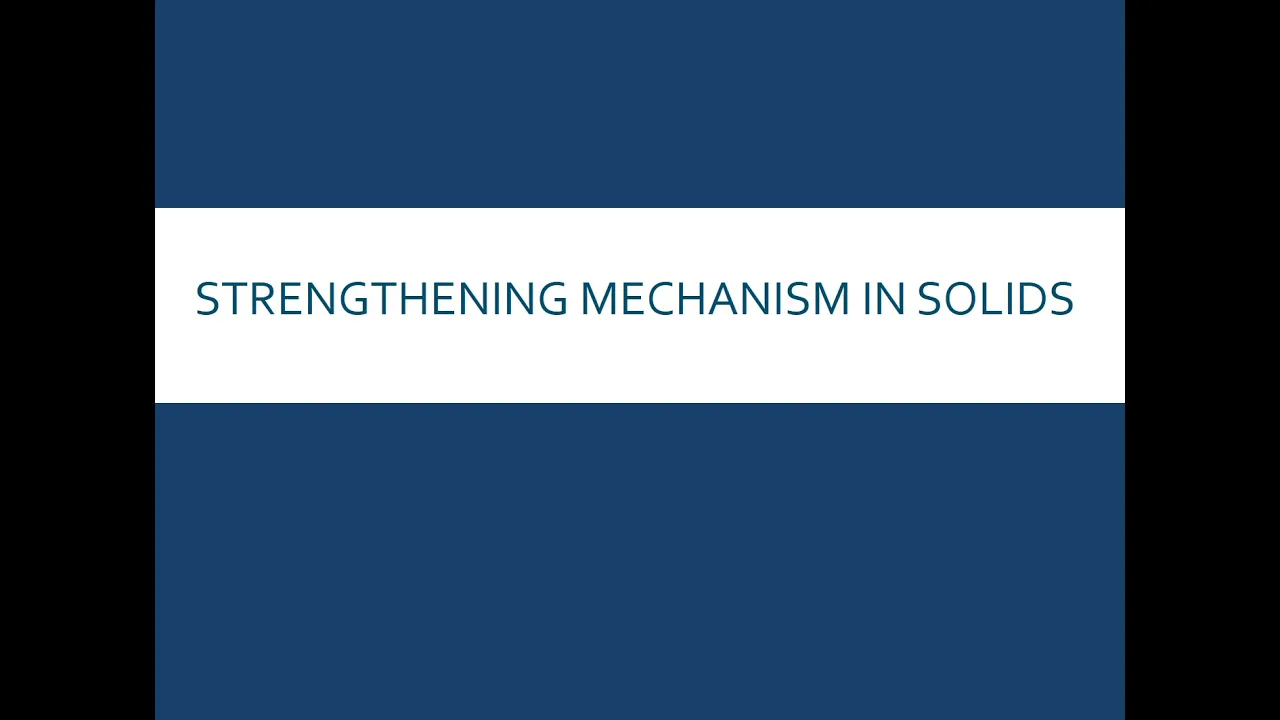 Strengthening Mechanism In Solids (Part 1)