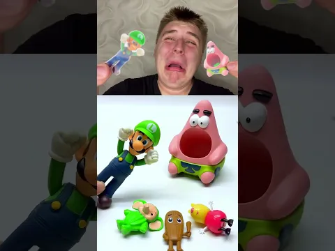 PINK BOX REACT Unboxing and Review: Super Mario Bros - Mario vs Patrick Star & Golden Freddy toys
