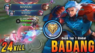 24 kills 2x maniac badang special skin monster exp laner build top 1 global badang mlbb