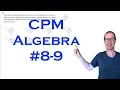 CPM Algebra Chapter 8 Problem 9