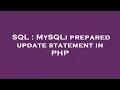 SQL MySQLi prepared update statement in PHP