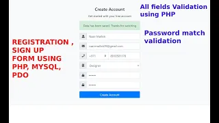 Create User Registration Form with Validation using PHP PDO with MySQL Database