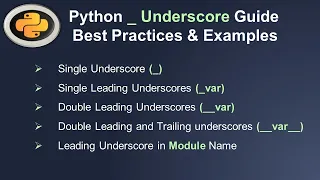 Python Underscore - Guide Best Practices Examples