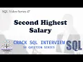 Coding Series - SQL Second Highest Salary SQL Interview Data Engineer Interview Question