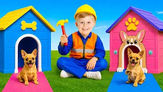 Der Welpe wählt sein Traumhaus