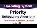 Priority Scheduling Algorithm in Operating System Lec-26 Priority Job Scheduling Algorithm