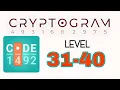 Cryptogram Letters and Numbers 31 32 33 34 35 36 37 38 39 40