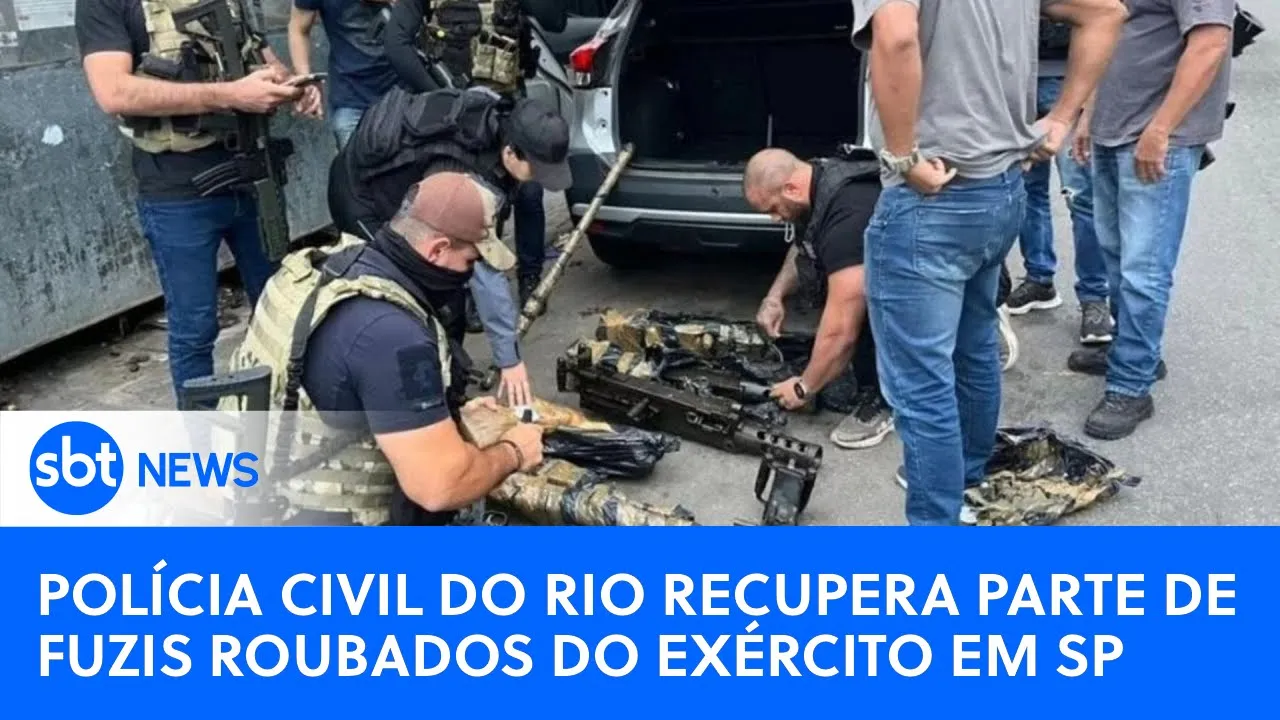 ????SBT News na TV:Polícia do RJ recupera 8 fuzis roubados do Exército em SP; comandante será exonerado