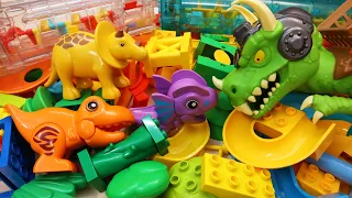 Satisfying Marble Run Building Blocks ASMR Big Dragon Dinosaur course