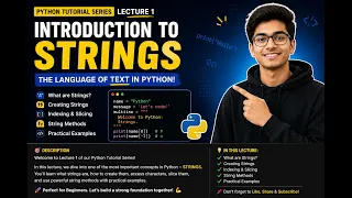 Python Strings Tutorial for Beginners Lecture 1 Learn Python from Scratch Hindi