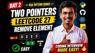 Day 2 Two Pointers Pattern LeetCode 27 Remove Element Java DSA Pattern Series
