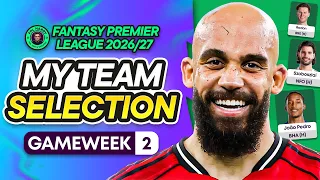 MY FPL GW2 TEAM SELECTION FUTURE PLANNING MY TEAM Fantasy Premier League