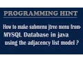 How to make submenu jtree from mysql database in core java using the adjacency list model