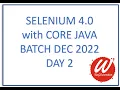 Selenium with Core Java Demo session Day 2