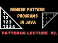 NUMBER - PATTERN PROGRAMS IN JAVA RIGHT ANGLE TRIANGLE INVERTED RIGHT ANGLE TRIANGLE