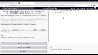 38 - Learn Basic JavaScript Store Multiple Values in one Variable using JavaScript