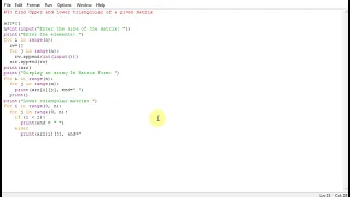 To find Upper and Lower triangular of a given matrix python