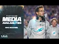 Coach Mike McDaniel meets with the media after Miami Dolphins