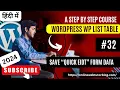 WordPress WP List Table Tutorials in Hindi Save Quick Edit Form Data to Database Table