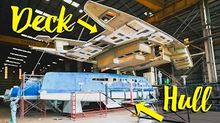 CATAMARAN BUILD: This is a MILESTONE! The Deck is Bonded to the Hull
