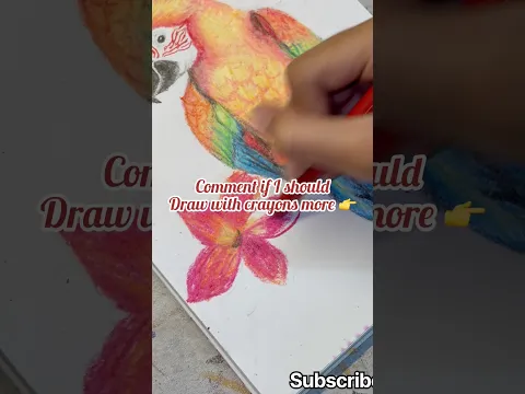 Drawing a parrot with crayons 🖍️ 🫧🪸🦜🐦‍🔥🍱 #art #drawing#cute #viral#shorts #kanishka   ;3