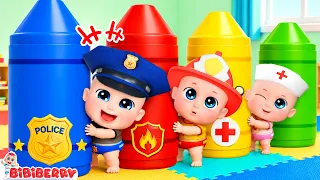 Where Is My Color Song🌈Naughty Gray Crayon Song✨Police, Doctor, Rescue Team | Kids Song | Bibiberry