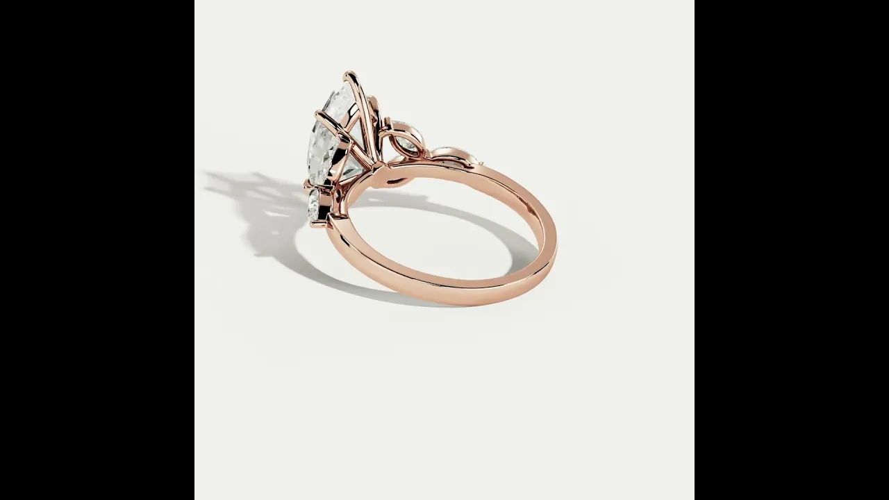 Sable丨Marquise Lab-Grown Diamond Engagement Ring with Petal Accents