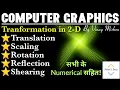Transformation in 2D Translation Scaling Rotation Reflection Shearing with numericals