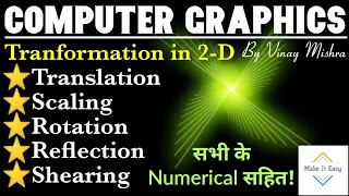 Transformation in 2D Translation Scaling Rotation Reflection Shearing with numericals