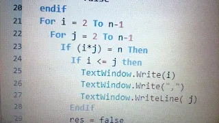 Small Basic Program to identify if a number is Prime