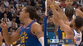 Aaron Gordon ejected after 2 quick techs and Steph Curry points with refs 😂