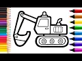 JCV Excavator Coloring Easy For Kids And Toddlers Easy Coloring Book