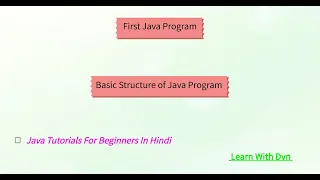 Basic Structure of Java Program - In Hindi First Java Program