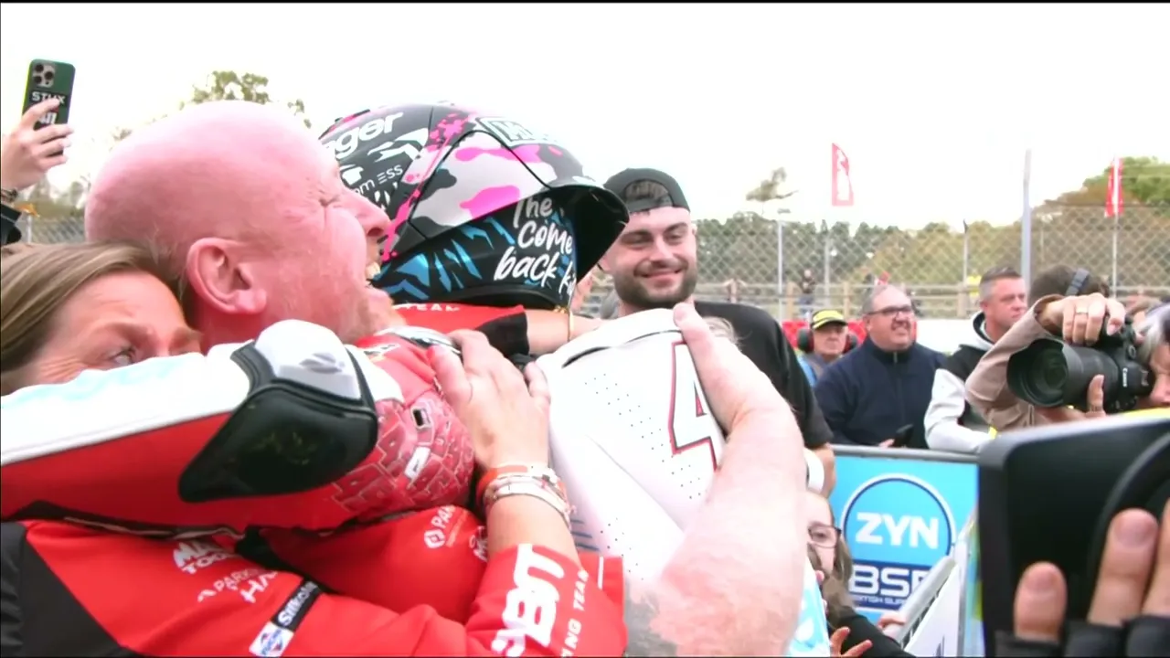 Emotion from Redding after winning ZYN BSB Race 3 at Donington Park