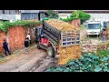 Lagu NICELY! Start Project Landfill by Smart Driver 5T Trucks Unloading Soil \u0026 Dozer KOMATSU D31P Pushing