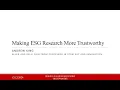 Making ESG Research More Trustworthy