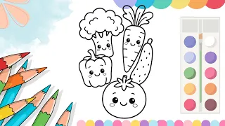 Cute Vegetable Coloring Page Fun Easy Drawing for Kids