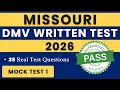 Missouri DMV Written Test 2026 25 Questions DMV Driving Test Missouri Practice DMV Permit Test