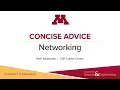 Concise Advice Networking Tips - UMN CSE Career Center