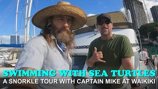 Swimming with Hawaiian Sea Turtles off of Waikiki Beach with Captain Mike