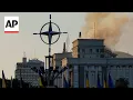 Download Lagu Smoke rises from government building in Kyiv after Russian attack on Ukraine capital