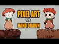 Hand drawn is easier than pixel art graphics vs low-bit vs Hi-bit