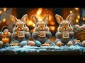 Happy Easter Music Coffee Jazz - Relaxing Jazz with Fireplace Cute Bunnies Spring Cafe Ambience