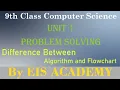 12-9th Class Computer New Book Unit 1 Difference Between Algorithm and Flowchart By EIS Academy