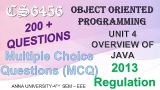 CS6456 2013 REGULATION OOPs UNIT 4 OVERVIEW OF JAVA MCQ
