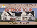Ranch house plan with a courtyard entry garage and four bedrooms The Porter