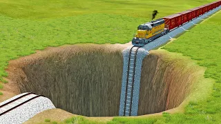 Trains vs Giant Pit - BeamNG.drive