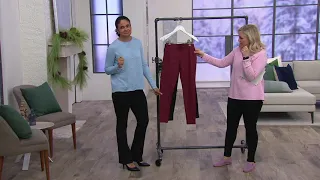 Women with Control Ponte Royale Embossed Scroll Leggings on QVC